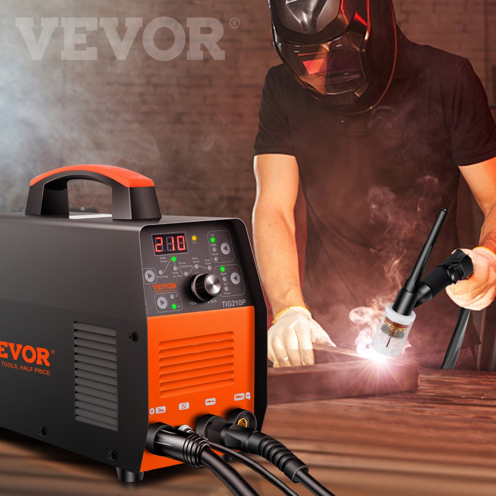 AMITOOLS 210Amp TIG Welder, Welder TIG 3 in 1, 110/220V Dual Voltage HF TIG/Stick/Clean Welding Machine w/Pulse, IGBT Inverter & Torch, Digital Arc Welder