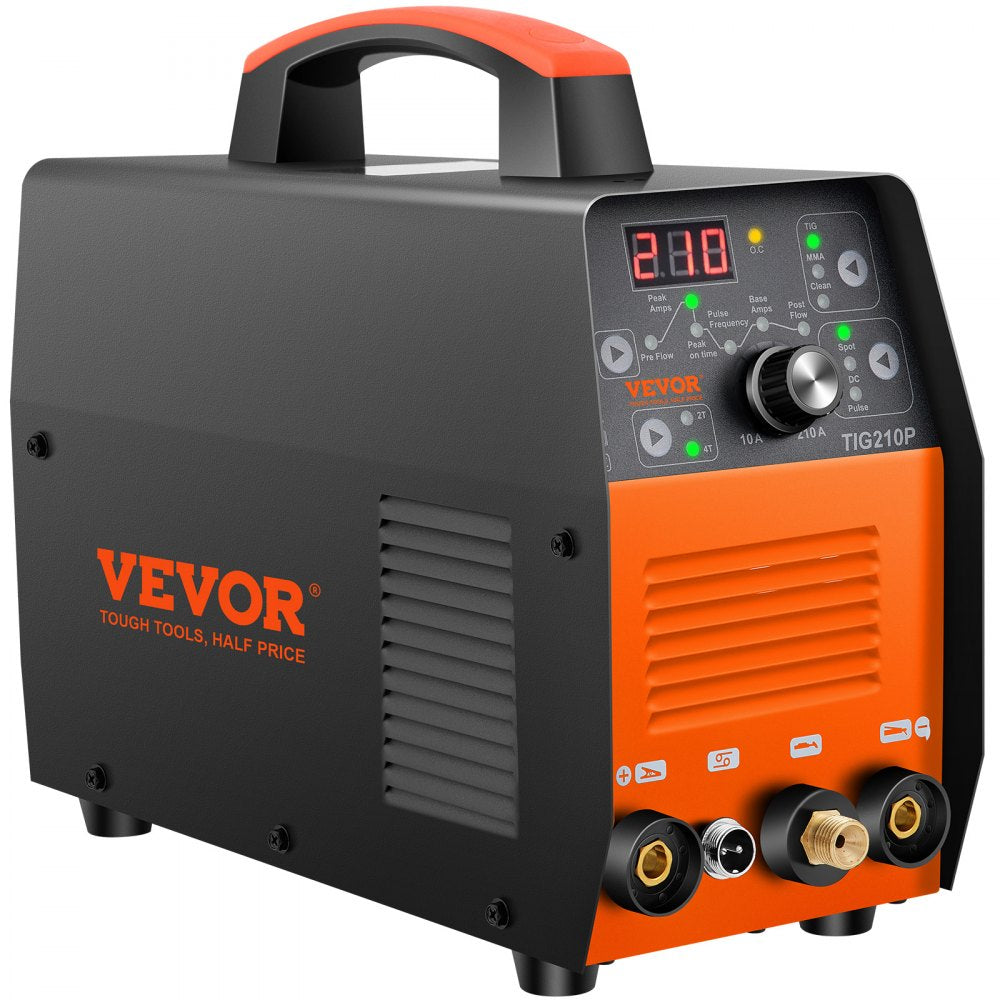 AMITOOLS 210Amp TIG Welder, Welder TIG 3 in 1, 110/220V Dual Voltage HF TIG/Stick/Clean Welding Machine w/Pulse, IGBT Inverter & Torch, Digital Arc Welder