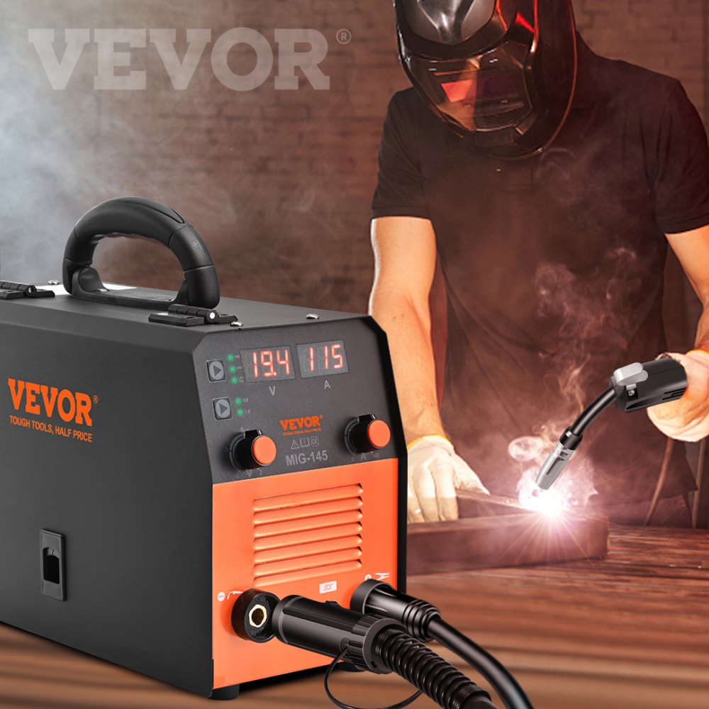 AMITOOLS 145Amp MIG Welder, Welding Machine 3 in 1, 110 V Flux Core/Solid Wire Welding Machine with IGBT Inverter & MIG Torch, Digital MIG/Lift TIG/Stick Multiprocess Welder