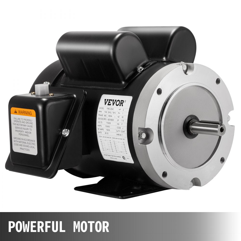 AMITOOLS Electric Compressor Motor, 2 HP, Rated Speed 1725 RPM Single Phase Electric Motor, AC 115V 230V Air Compressor Motor 56C Frame, Suitable for Agricultural Machinery and General Equipment