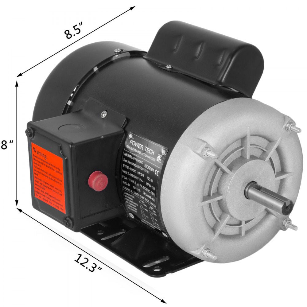 AMITOOLS Electric Compressor Motor, 3/4 HP, Rated Speed 1725 RPM Single Phase Electric Motor, AC 115V 230V Air Compressor Motor 56C Frame, Suitable for Agricultural Machinery and General Equipment