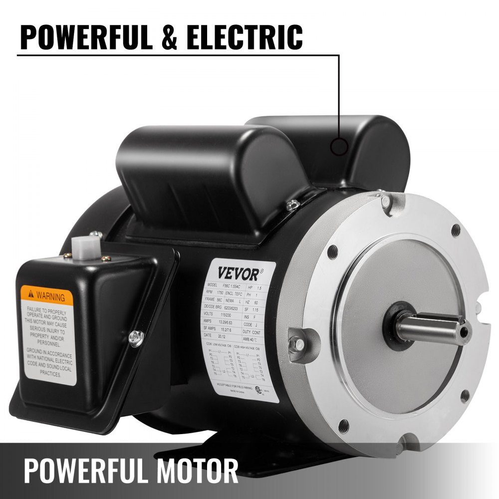 AMITOOLS 1.5HP Electric Motor, 3450rpm Reversible Single Phase 56C Frame Air Compressor Motor 5/8