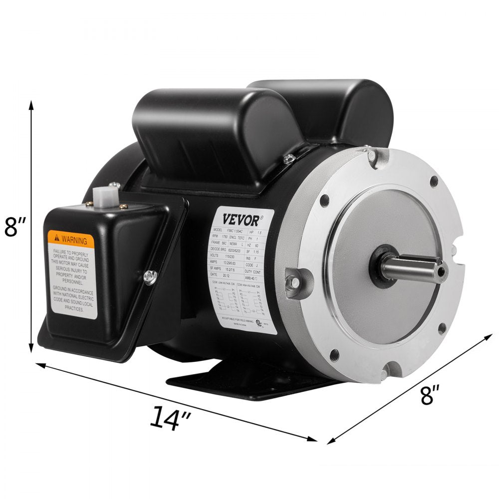 AMITOOLSNew 1.5 Hp Electric Motor 56C Frame Single Phase TEFC 115/230 V 141556C