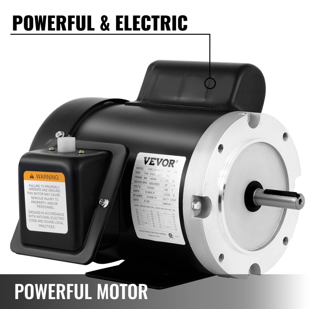 AMITOOLS Electric Compressor Motor, 3/4 HP, Rated Speed 1725 RPM Single Phase Electric Motor, AC 115V 230V Air Compressor Motor, Suitable for Agricultural Machinery and General Equipment