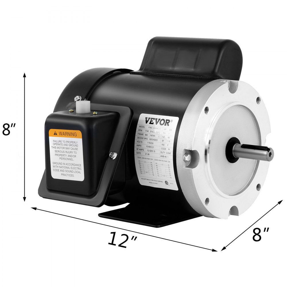 AMITOOLS Electric Compressor Motor, 3/4 HP, Rated Speed 1725 RPM Single Phase Electric Motor, AC 115V 230V Air Compressor Motor, Suitable for Agricultural Machinery and General Equipment