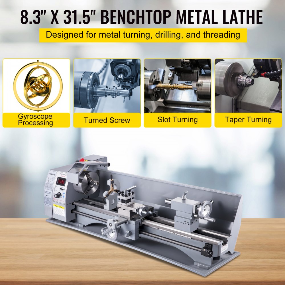 AMITOOLS Metal Lathe, 8.3 x 31.5 inch Mini Lathe Machine, 2500 RPM Variable Speed Change, 850W Precision Mini Lathe, Metal Working Lathe with Brushless Motor, Milling Machine for Various Metal Turning