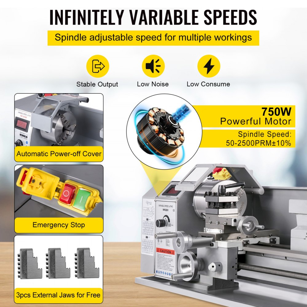 AMITOOLS Metal Lathe, 8.3 x 31.5 inch Mini Lathe Machine, 2500 RPM Variable Speed Change, 850W Precision Mini Lathe, Metal Working Lathe with Brushless Motor, Milling Machine for Various Metal Turning