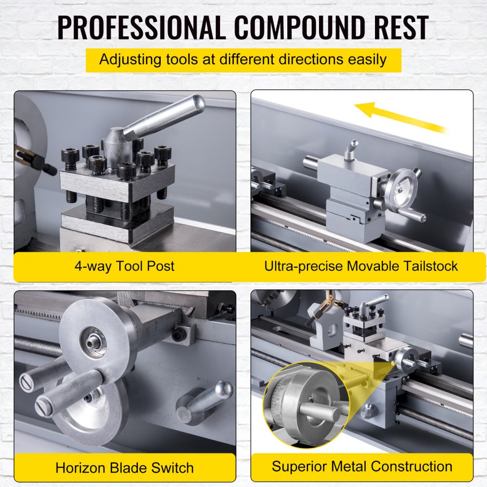 AMITOOLS Metal Lathe, 8.3 x 31.5 inch Mini Lathe Machine, 2500 RPM Variable Speed Change, 850W Precision Mini Lathe, Metal Working Lathe with Brushless Motor, Milling Machine for Various Metal Turning