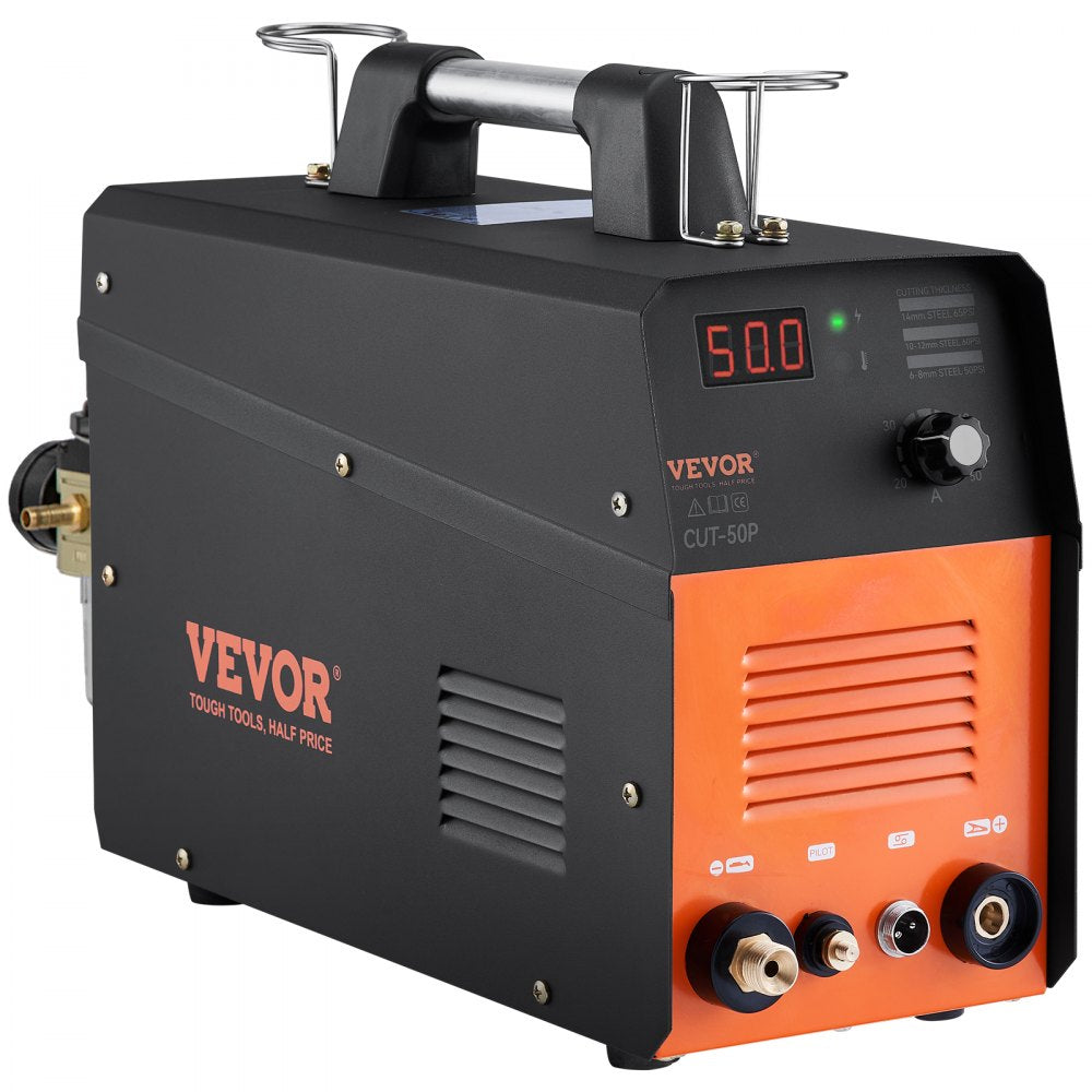 AMITOOLS Plasma Cutter, 50Amp, Non-Touch Pilot Arc Air Cutting Machine with Torch, 110V/220V Dual Voltage AC IGBT Inverter Metal Cutting Equipment for 1/2