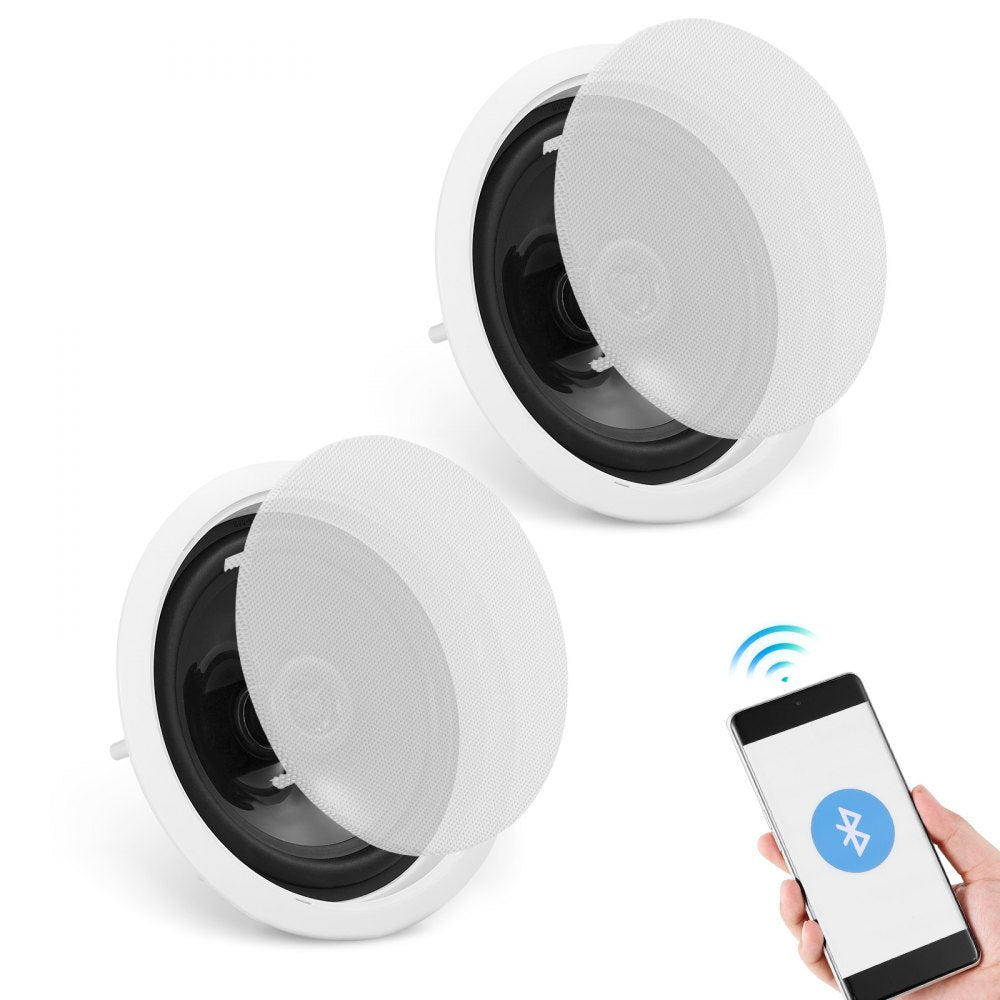 AMITOOLS 2 PCs 6.5'' Bluetooth in Ceiling Speakers, 150W, Flush Mount Ceiling & in-Wall Speaker System with 8ΩImpedance 89dB Sensitivity, for Home Kitchen Living Room Bedroom or Covered Outdoor Porches