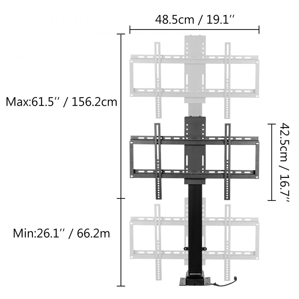 AMITOOLS Motorized TV Lift Stroke Length 35 Inches Motorized TV Mount Fit for 32-65 Inch TV Lift with Remote Control Height Adjustable 28.7-64.2 Inch,Load Capacity 154 Lbs