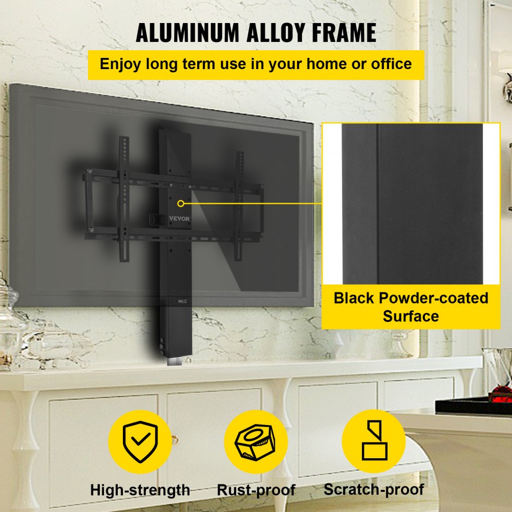 AMITOOLS Motorized TV Lift Stroke Length 28 Inches Motorized TV Mount Fit for Max.50 Inch TV Lift with Remote Control Height Adjustable 38-65 Inch,Load Capacity 132 Lbs