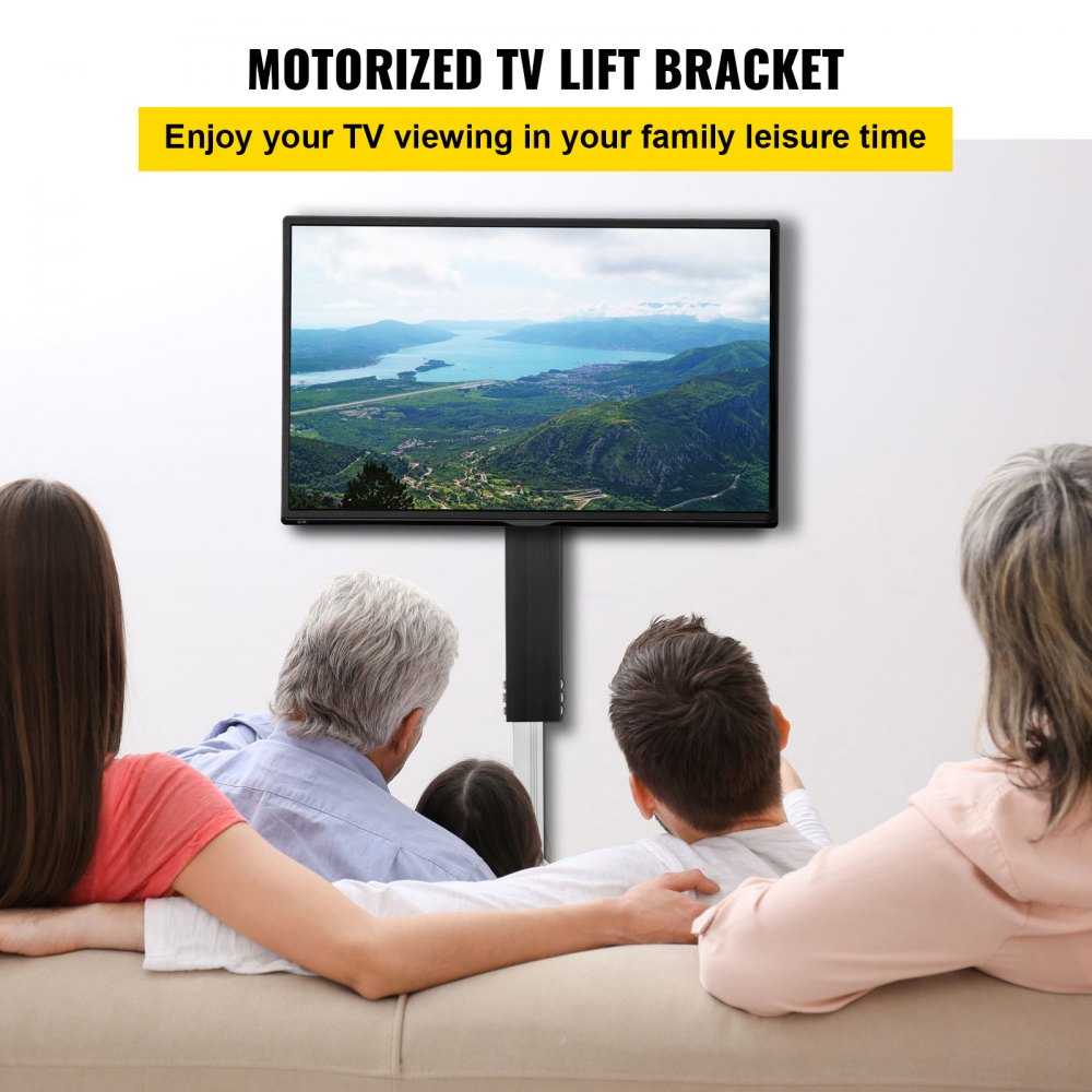 AMITOOLS Motorized TV Lift Stroke Length 31 Inches Motorized TV Mount Fit for Max.60 Inch TV Lift with Remote Control Height Adjustable 42-73 Inch,Load Capacity 132 Lbs