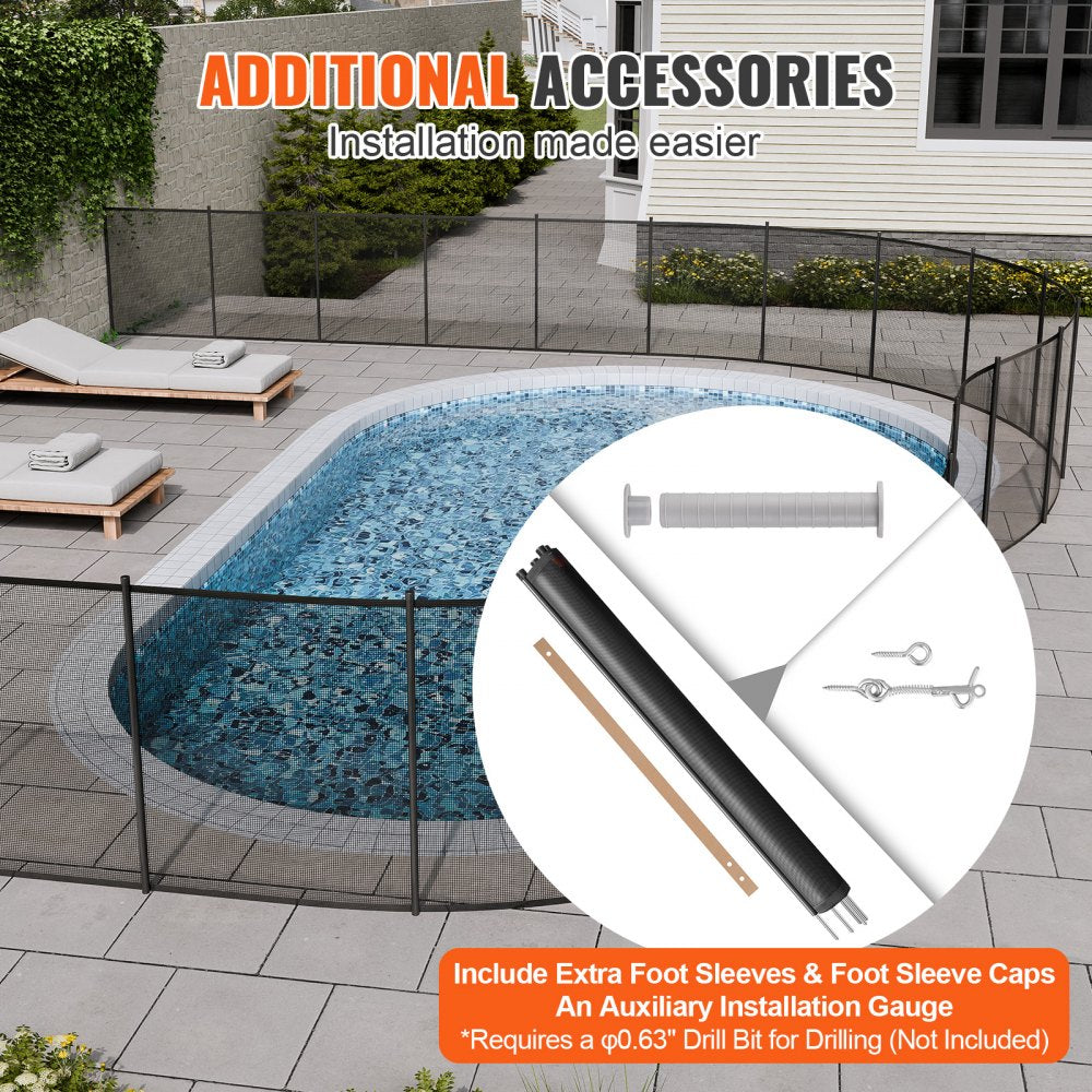 AMITOOLS Pool Fence, 4 x 12 FT Pool Fences for Inground Pools, Removable Child Safety Pool Fencing, Easy DIY Installation Swimming Pool Fence, 340gms Teslin PVC Pool Fence Mesh Protects Kids and Pets