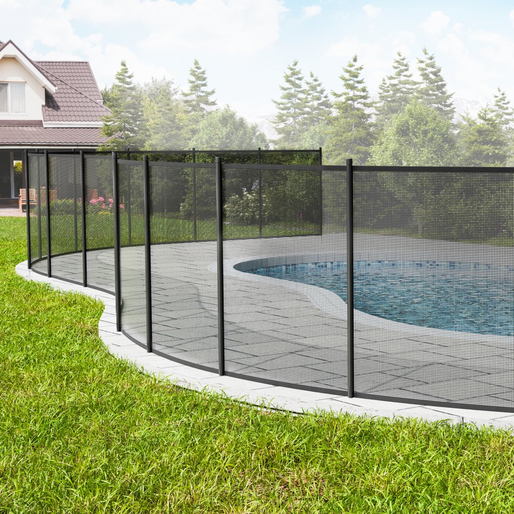 AMITOOLS Pool Fence, 4 x 12 FT Pool Fences for Inground Pools, Removable Child Safety Pool Fencing, Easy DIY Installation Swimming Pool Fence, 340gms Teslin PVC Pool Fence Mesh Protects Kids and Pets