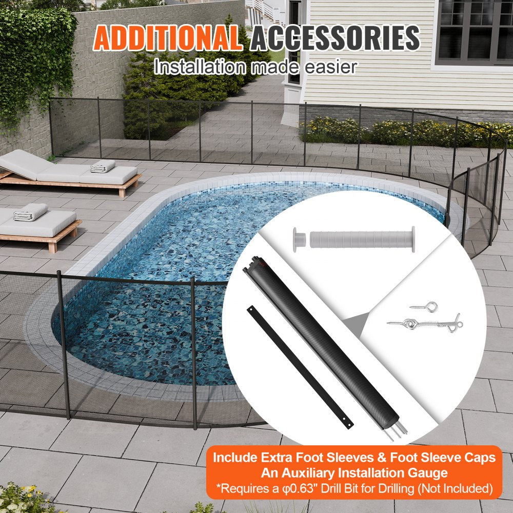 AMITOOLS Pool Fence, 4 x 48 FT Pool Fences for Inground Pools, Removable Child Safety Pool Fencing, Easy DIY Installation Swimming Pool Fence, 340gms Teslin PVC Pool Fence Mesh Protects Kids and Pets