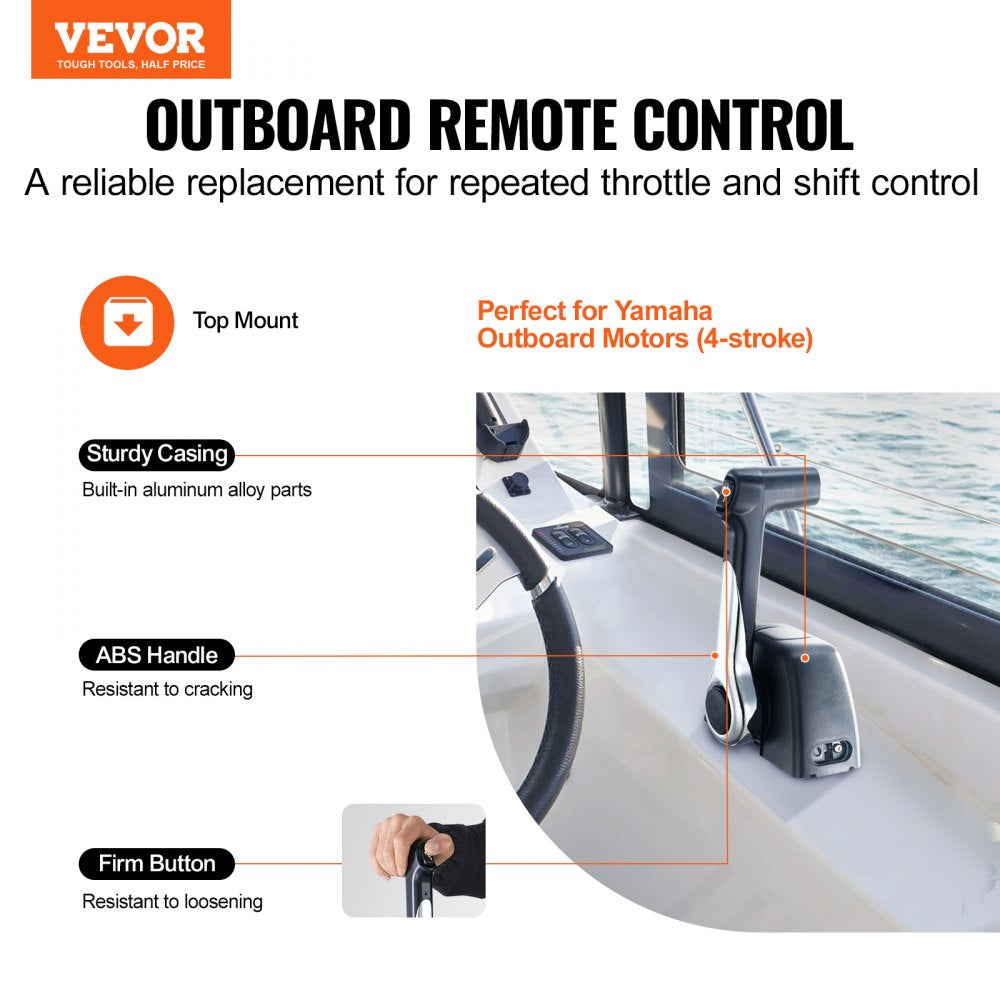 AMITOOLS Boat Throttle Control, 704-48205-P1 Top-Mounted Outboard Remote Control Box for Yamaha 4-Stroke, Marine Throttle Control Box with Power Trim Switch and 4.6 ft Harness with 5 Pin Connector