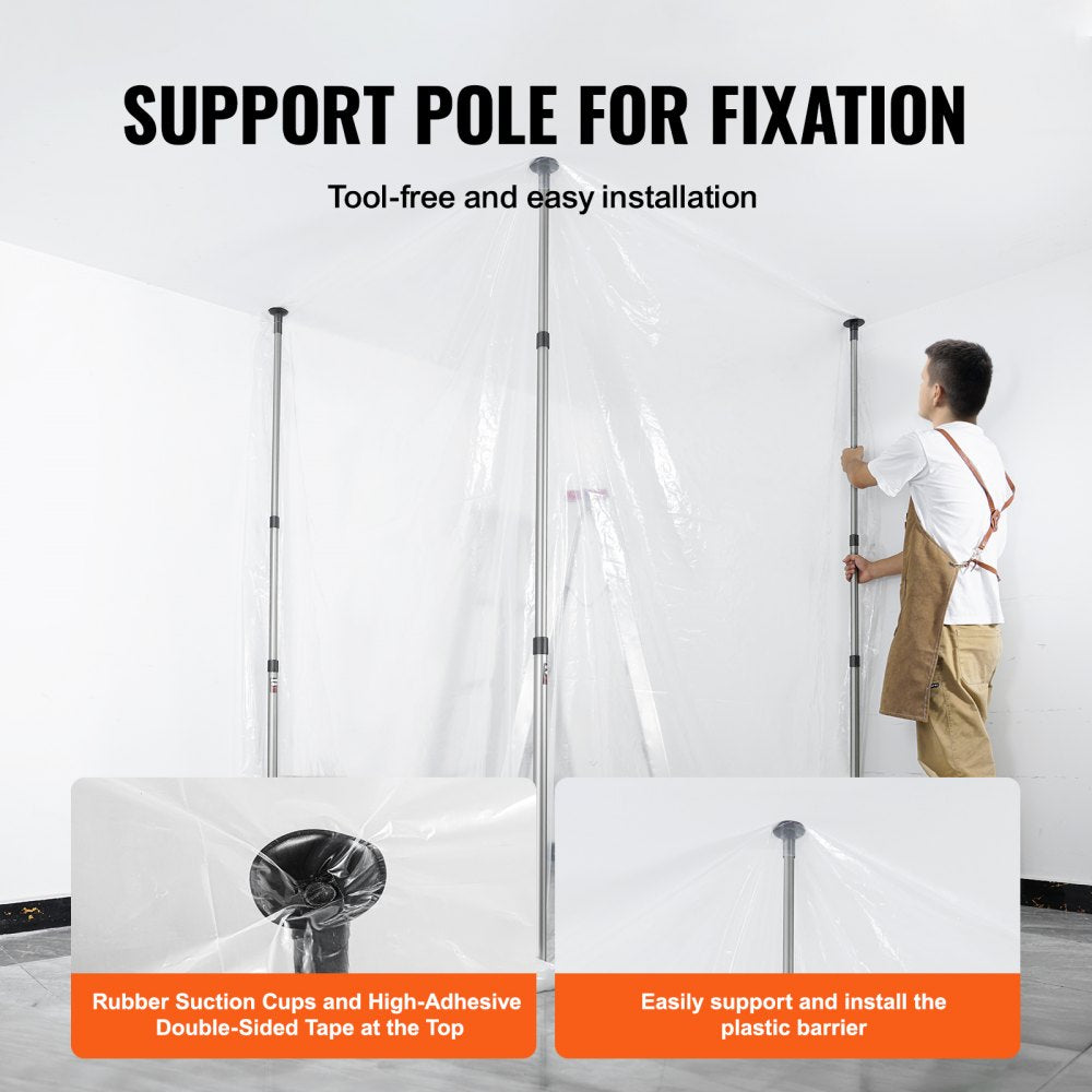 AMITOOLS Dust Barrier Poles, Carry Bag, 10 Ft Poles with 4 Telescoping Poles, and 32.8x13.12 Ft Plastic Film, for Interior Decoration and Painting Projects