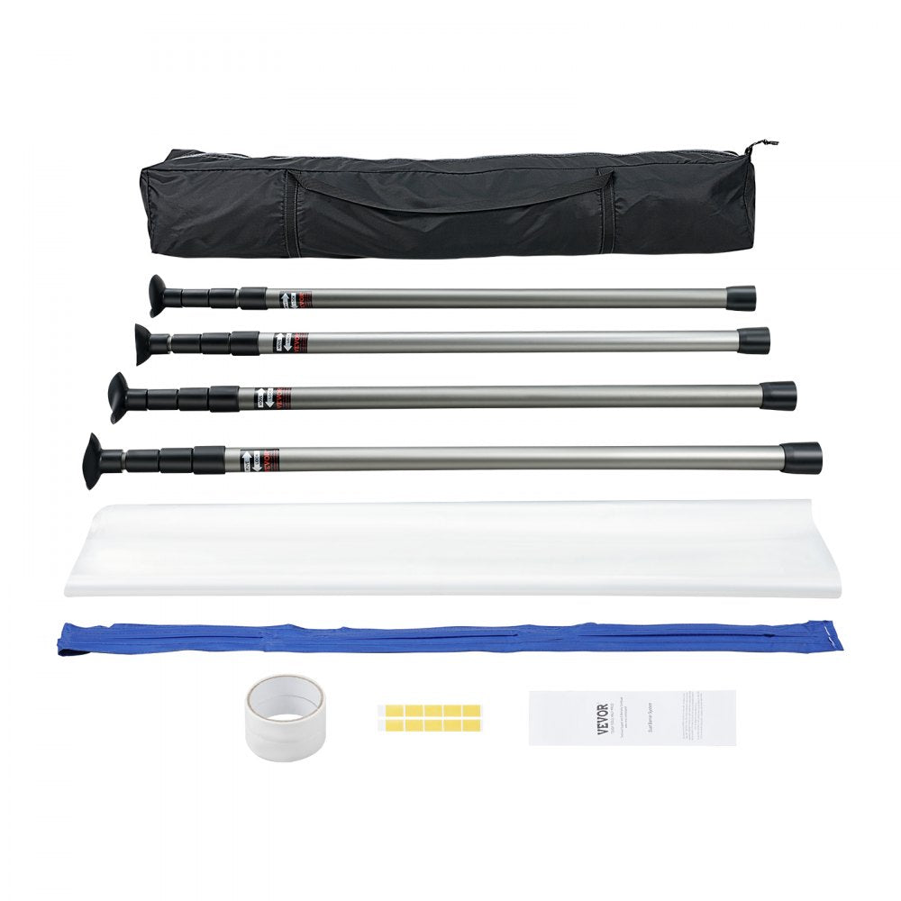 AMITOOLS Dust Barrier Poles, 10 Ft Barrier Poles, Dust Barrier System with 4 Telescoping Poles, Carry Bag and 32.8x13.12 Ft Plastic Film, for Interior Decoration, Painting