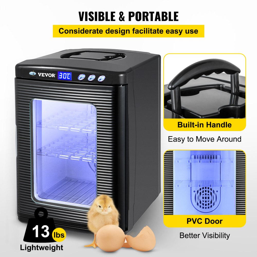 AMITOOLS Black Reptile Incubator 25L Scientific Lab Incubator Digital Incubator Cooling and Heating 5-60°C Reptile Egg Incubator 12V/110V Work for Small Reptiles