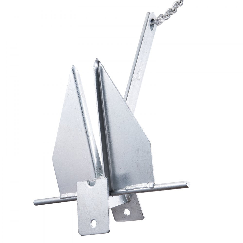 AMITOOLS Fluke Style Anchor Kit, 8.5 LBS Hot-Dipped Galvanized Steel Fluke Anchor with 7.9' Chain, 75' Rope and Two 0.4