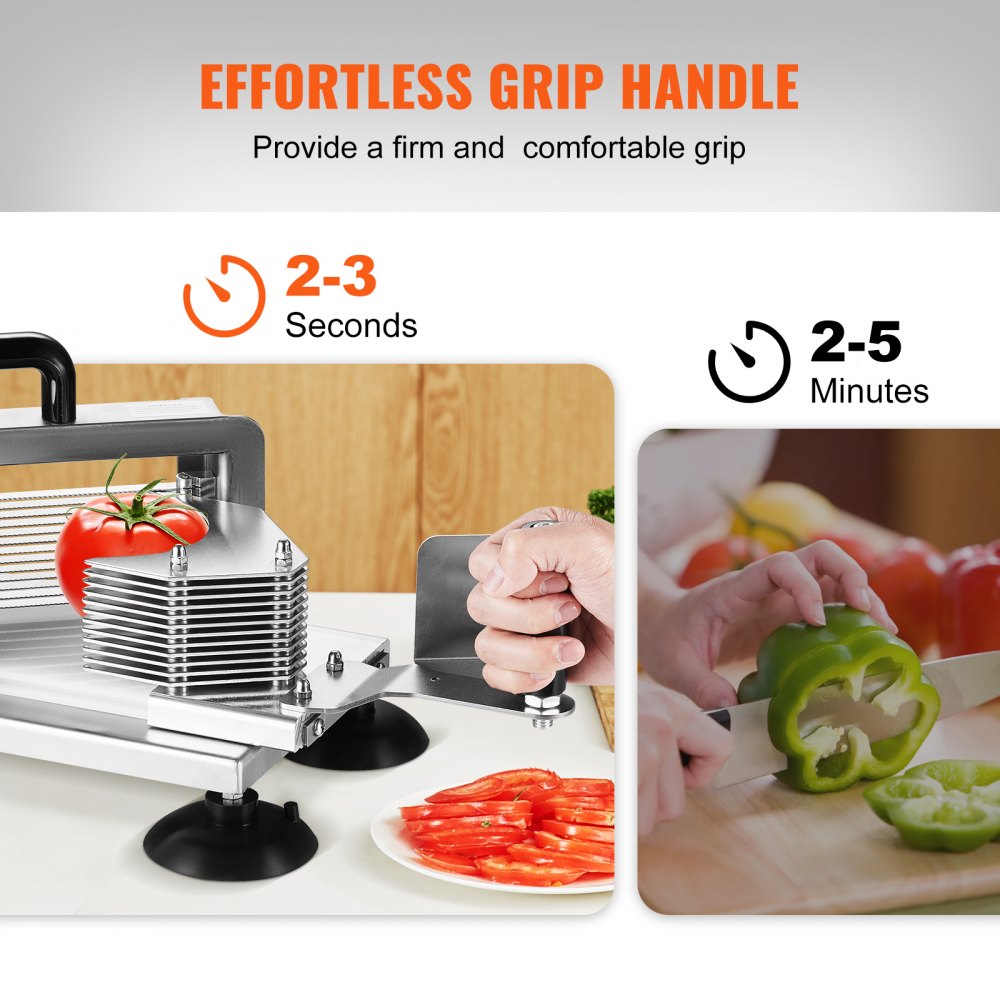 AMITOOLS Commercial Tomato Slicer, 1/4 inch Tomato Cutter Slicer, Stainless Steel Heavy Duty Tomato Slicer Machine, Manual Tomato Slicer with Non-slip Feet, for Cutting Tomatoes, Cucumbers, Bananas