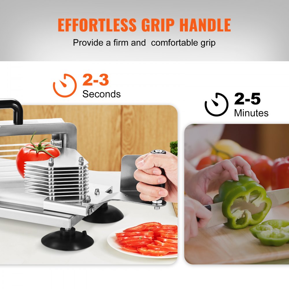 AMITOOLS Commercial Tomato Slicer, 3/16 inch Tomato Cutter Slicer, Stainless Steel Heavy Duty Tomato Slicer Machine, Manual Tomato Slicer with Non-slip Feet, for Cutting Tomatoes, Cucumbers, Bananas