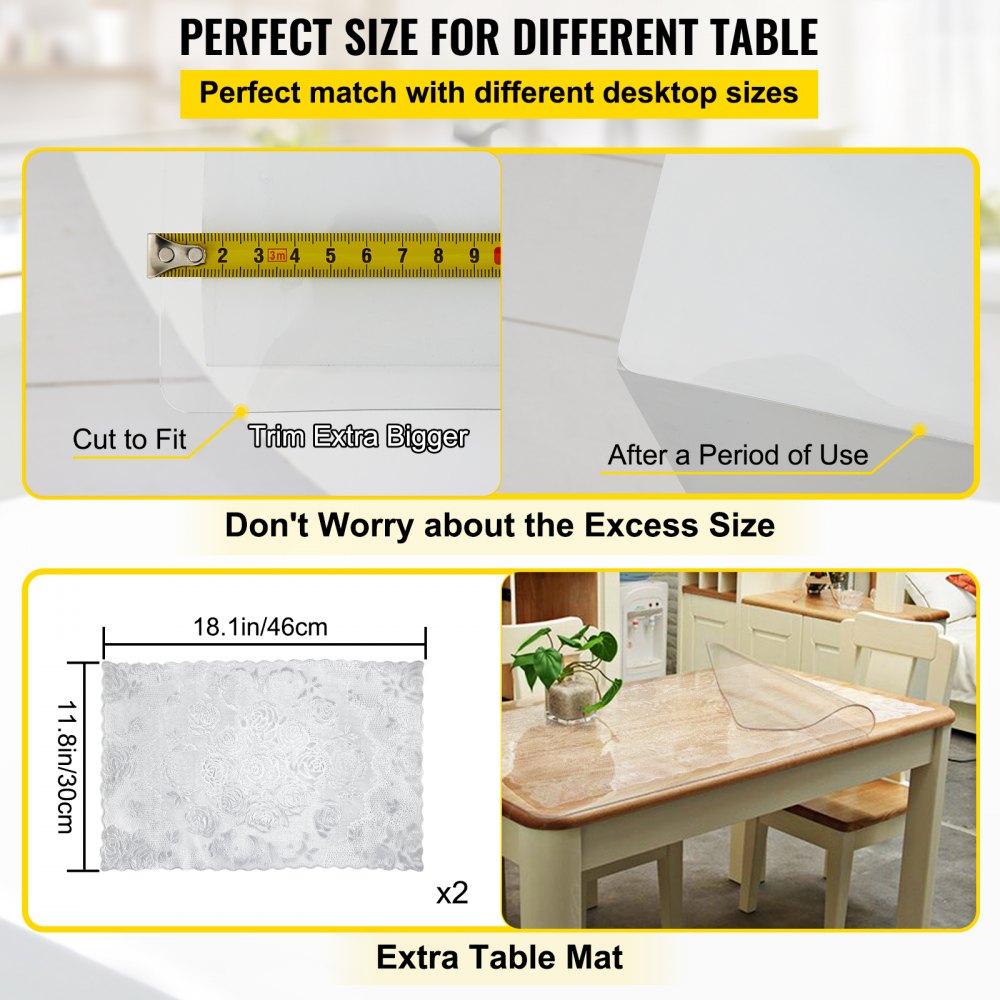 AMITOOLS Plastic Table Cover 42 x 60 Inch, 1.5 mm Thick Clear Table Protector, Rectangle Clear Desk Mat, Waterproof & Easy Cleaning for Office Dresser Night Stand