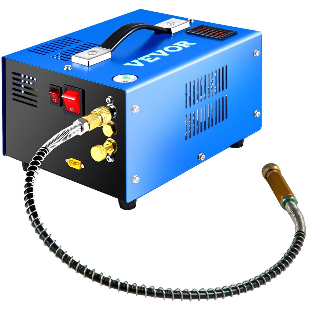 AMITOOLS PCP Air Compressor, 4500PSI Portable PCP Compressor, 12V DC/110V AC PCP Airgun Compressor Manual-stop, w/External Power Adapter, Built-in Fan, Suitable for Paintball, Air Rifle, Scuba Bottle