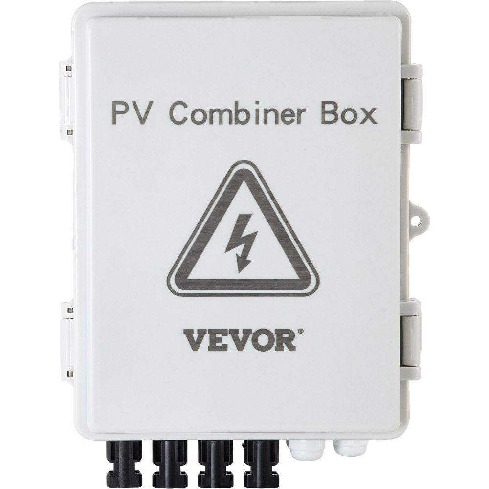 AMITOOLS PV Combiner Box, 4 String with 15A Rated Current Fuse, 63A Circuit Breaker, Lightning Arreste Connector for On/Off Grid Solar Panel System, IP65