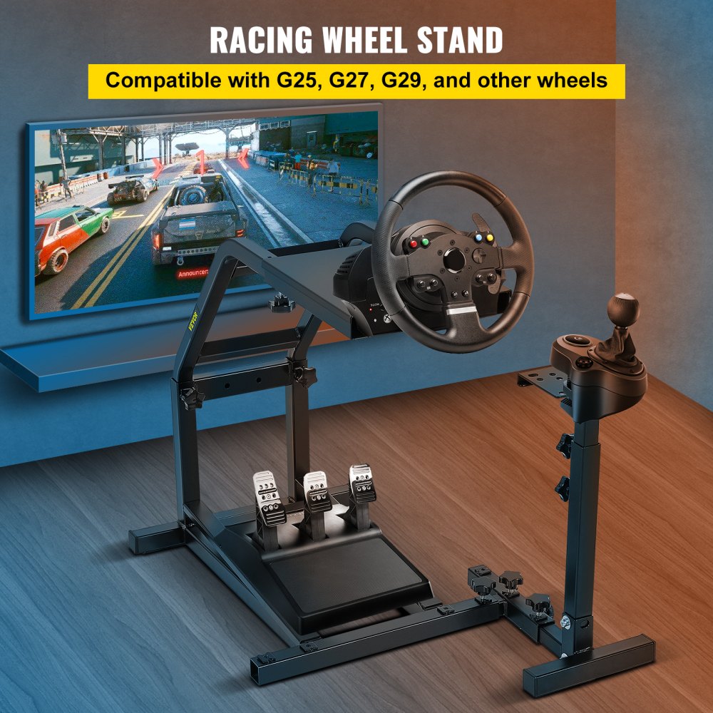 AMITOOLS Racing Simulator Cockpit Height Adjustable Racing Wheel Stand with fit for Logitech G25, G27, G29, G920 Racing Wheel and Pedals Not Included