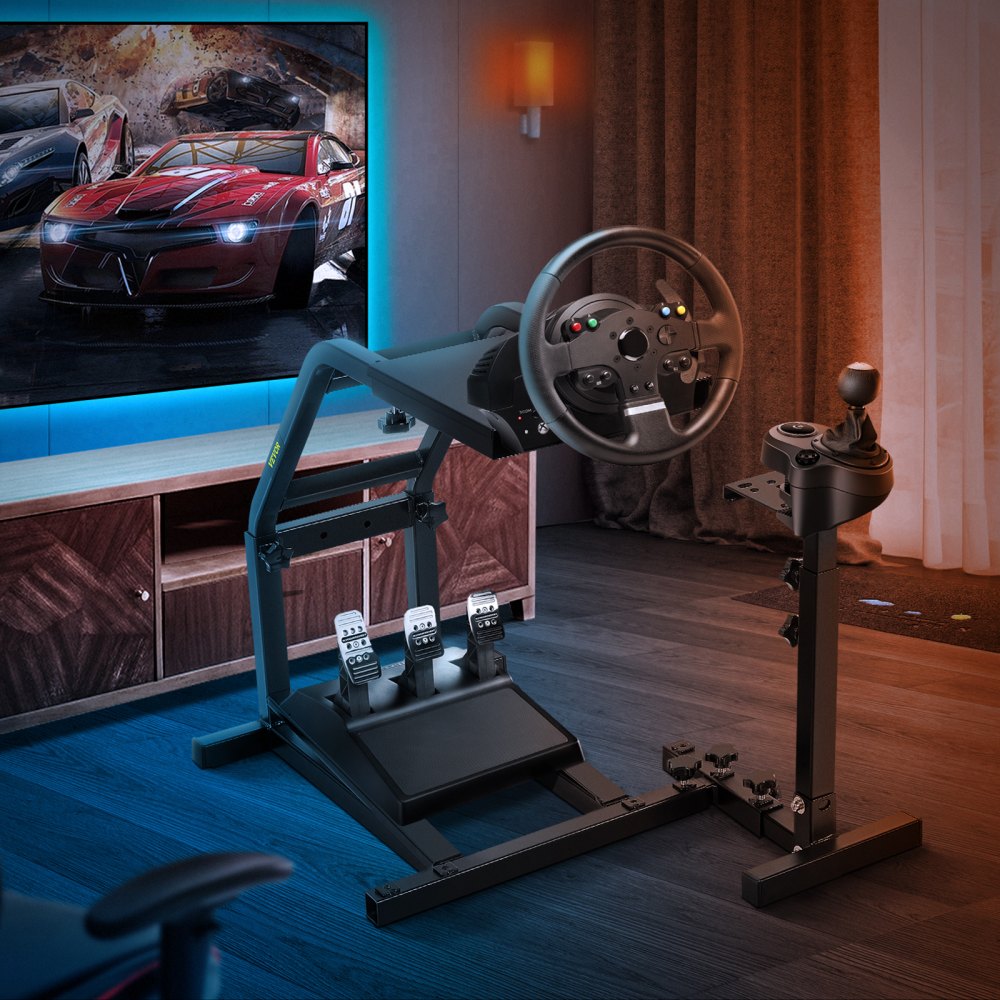 AMITOOLS Racing Simulator Cockpit Height Adjustable Racing Wheel Stand with fit for Logitech G25, G27, G29, G920 Racing Wheel and Pedals Not Included