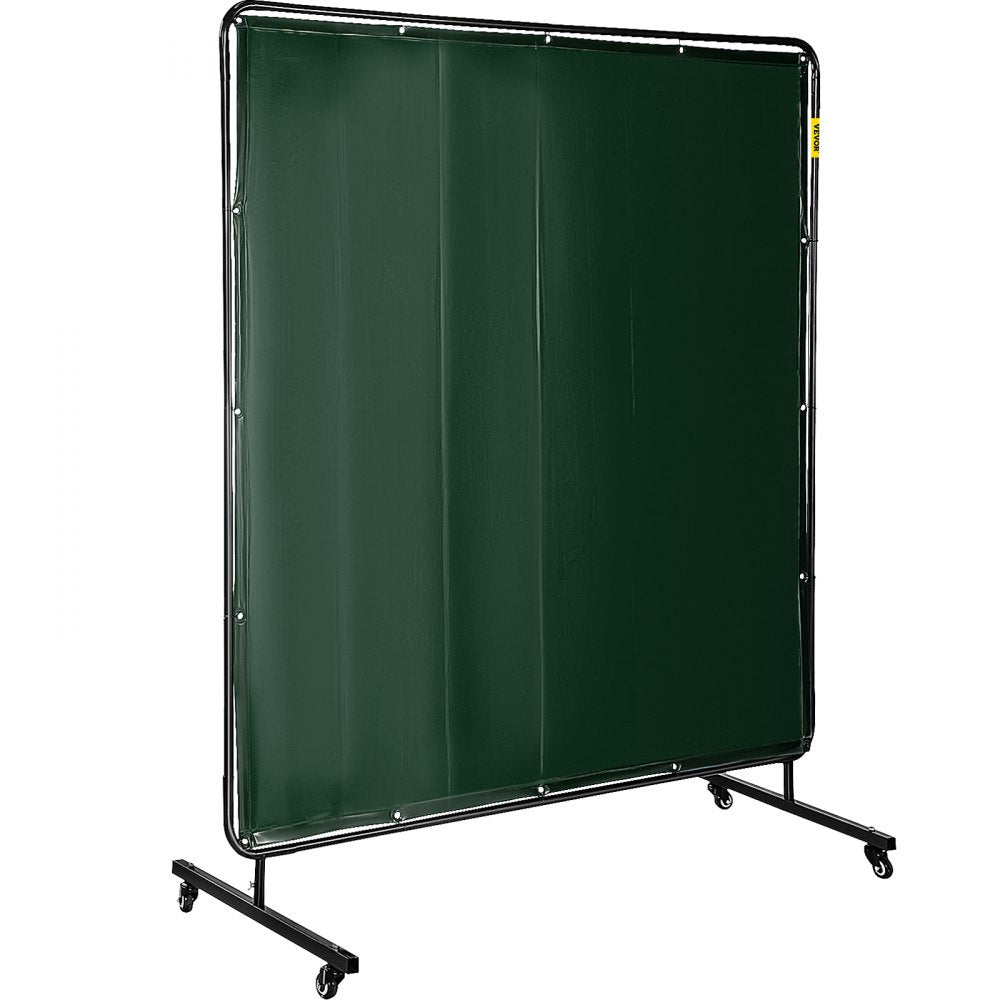 AMITOOLS Welding Screen with Frame 6' x 6', Welding Curtain with 4 Wheels, Welding Protection Screen Green Flame-Resistant Vinyl, Portable Light-Proof Professional