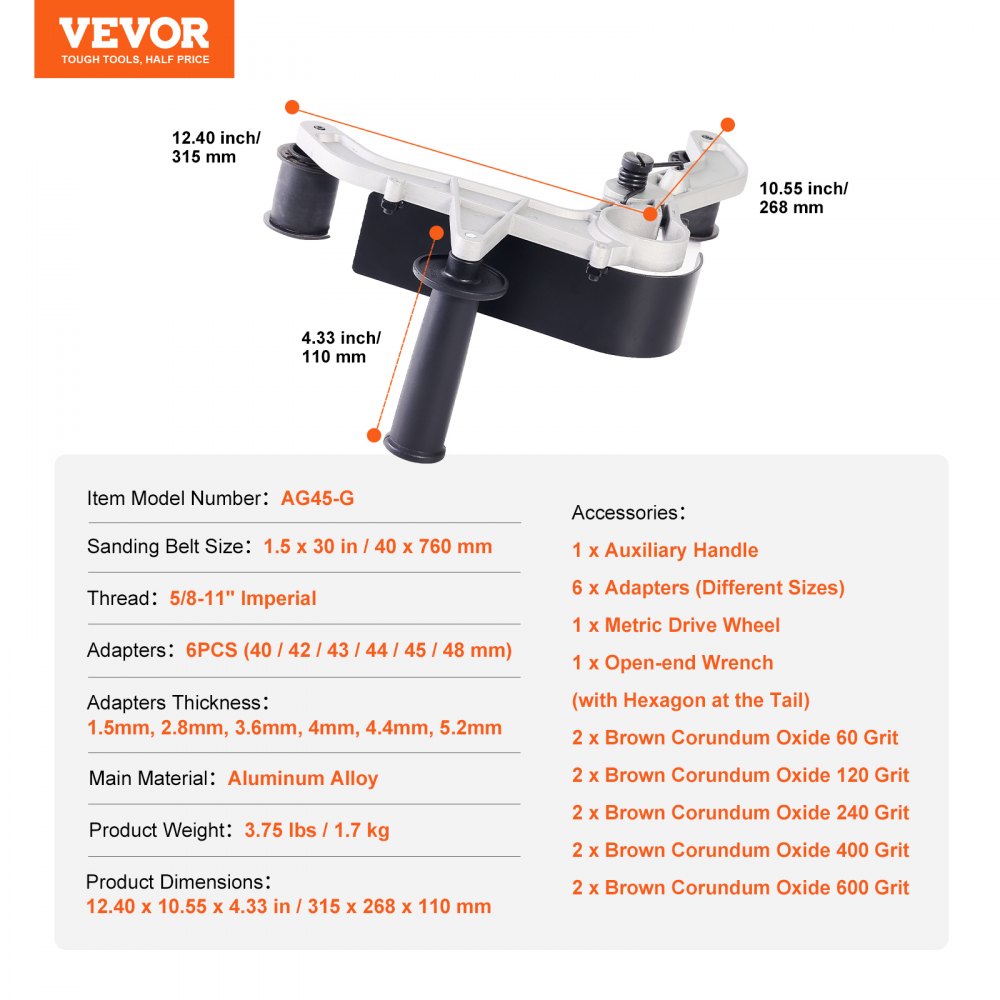AMITOOLS Belt Sander Adapter for Angle Grinder, Pipe or Tube Sanding Attachment with 5/8-11