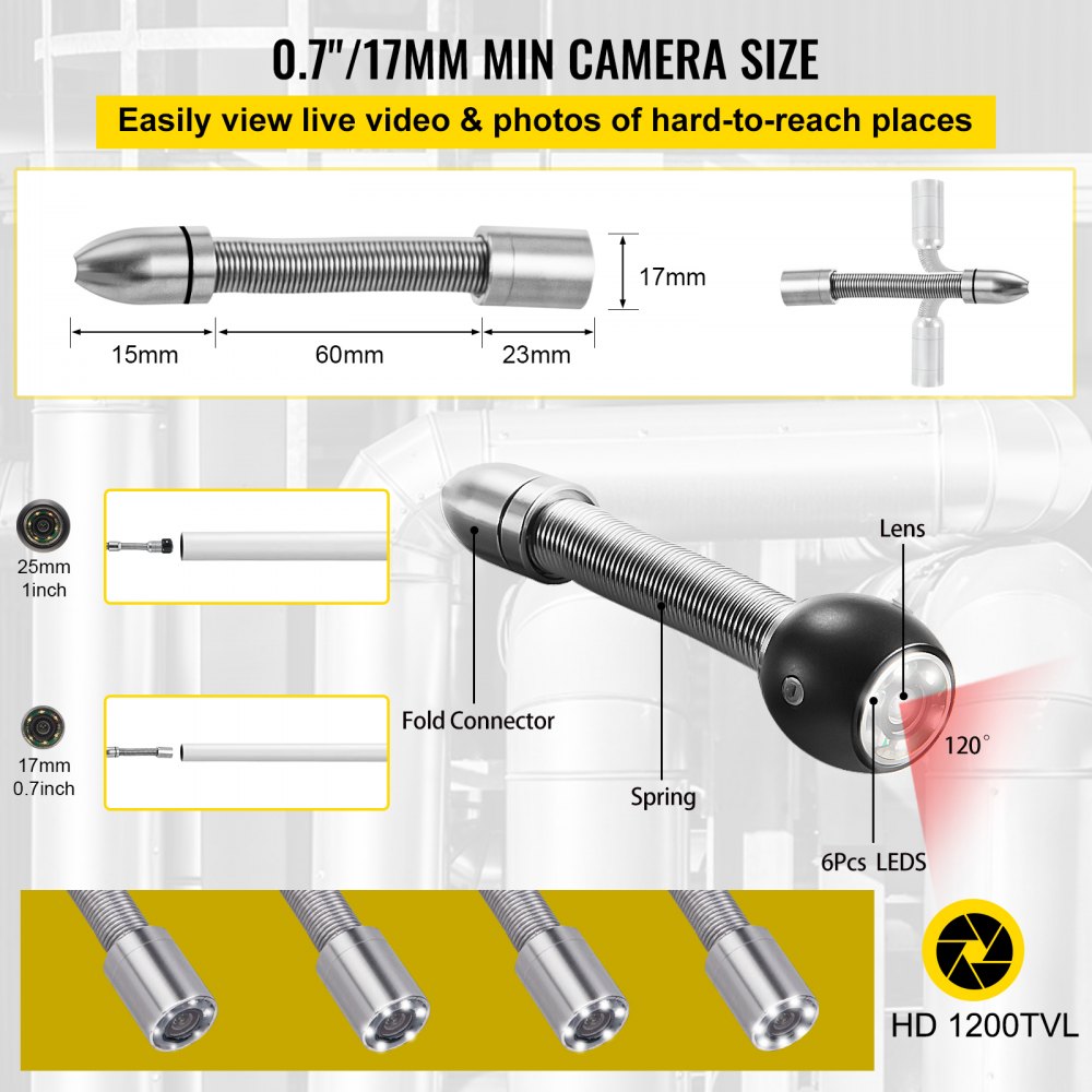 AMITOOLS Sewer Camera, 32.8FT 4.3