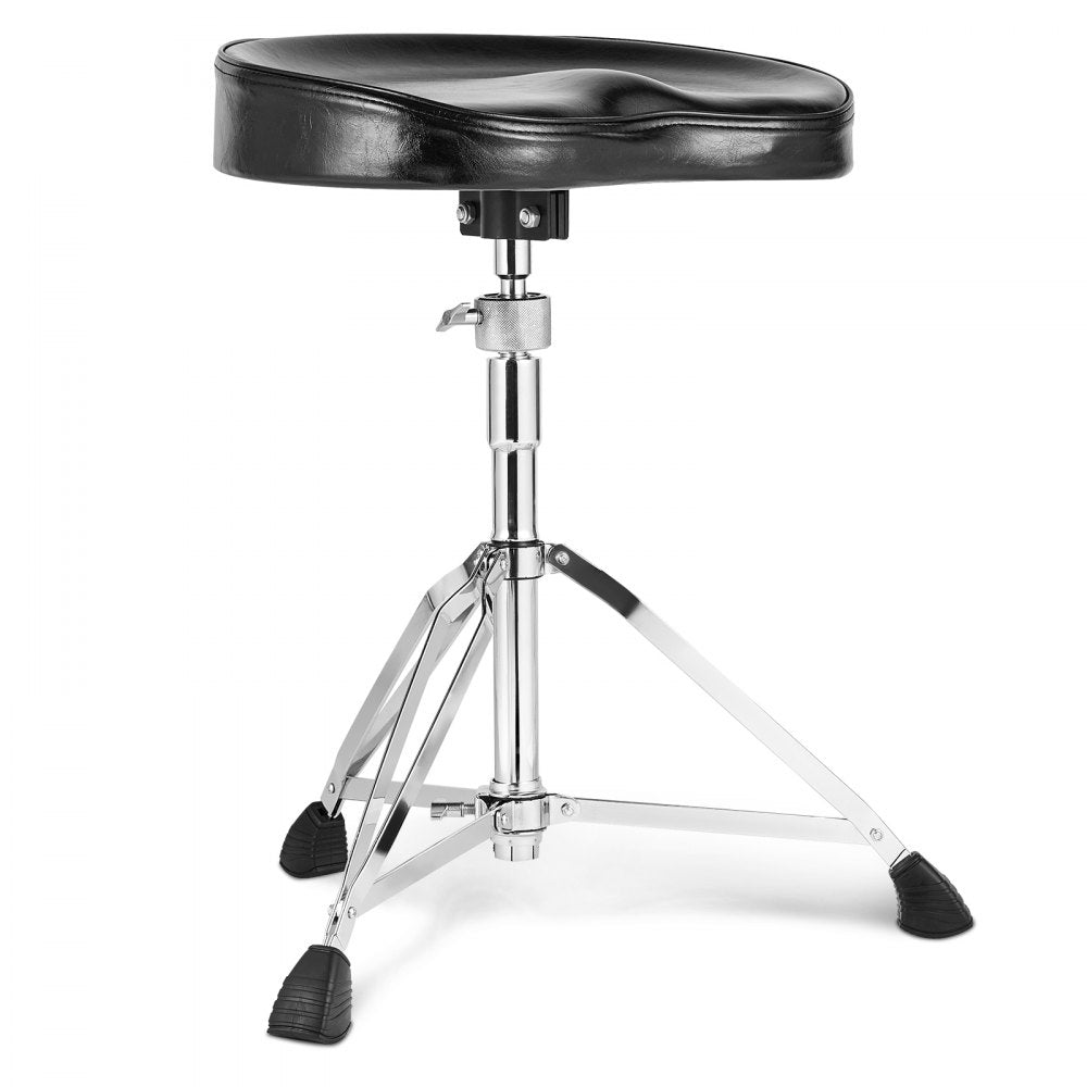 AMITOOLS Drum Throne, 21.3-26.4 in / 540-670 mm Height Adjustable, Padded Drum Stool Seat with Anti-Slip Feet 5A Drumsticks 500 lbs / 227 kg Maximum Weight Capacity, 360° Swivel Drum Chair for Drummers