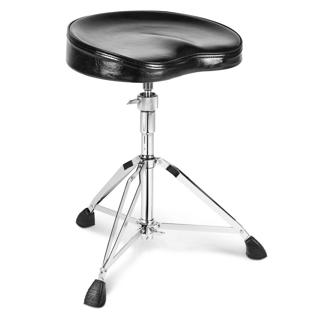 AMITOOLS Drum Throne, 21.3-26.4 in / 540-670 mm Height Adjustable, Padded Drum Stool Seat with Anti-Slip Feet 5A Drumsticks 500 lbs / 227 kg Maximum Weight Capacity, 360° Swivel Drum Chair for Drummers