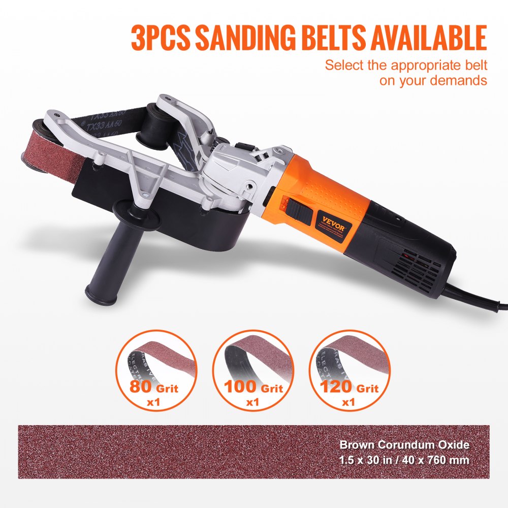 AMITOOLS Pipe Tube Polisher Sander, 1000W Pipe Belt Sander with 6 Variable Speeds 1100-3200rpm, Professional Belt Sander Grinding Machine with 3PCS Sanding Belts for Burnishing Finishing Rust Removal