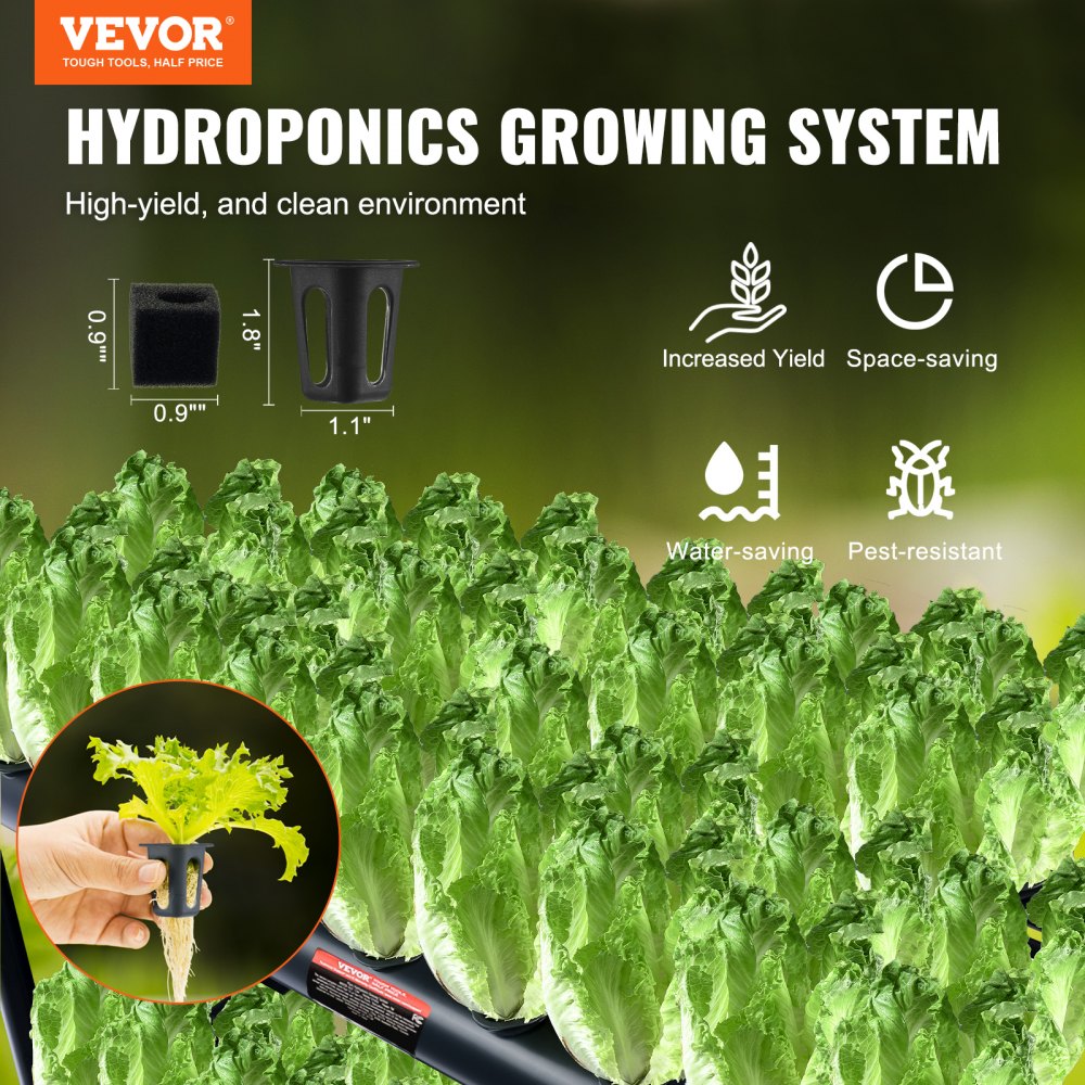 AMITOOLS Hydroponics Growing System 72 Sites 2-Layer Hydroponic Grow Kit PVC Pipes