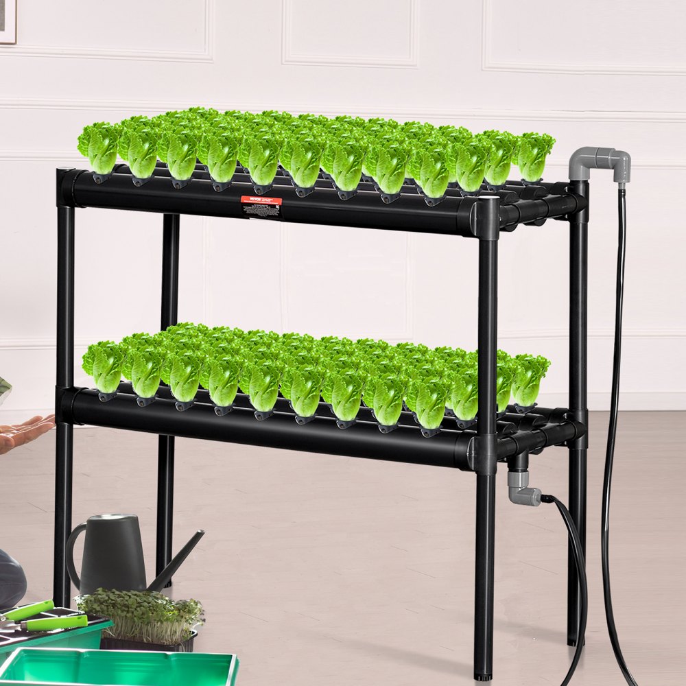 AMITOOLS Hydroponics Growing System 72 Sites 2-Layer Hydroponic Grow Kit PVC Pipes