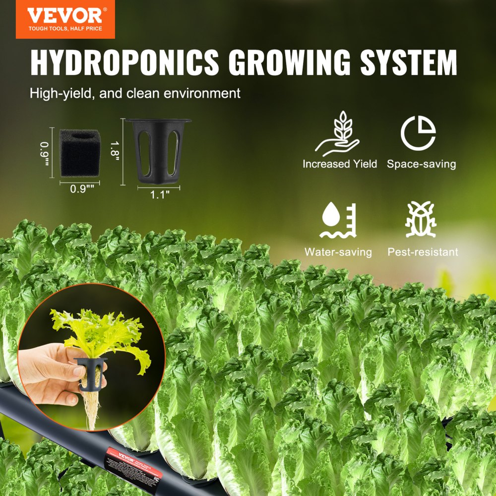 AMITOOLS Hydroponics Growing System 108 Sites 3-Layer Hydroponic Grow Kit PVC Pipes