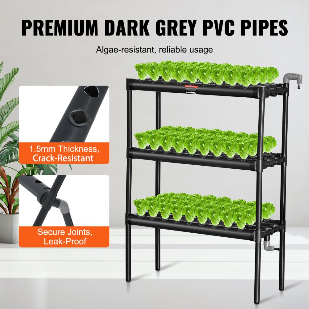 AMITOOLS Hydroponics Growing System 108 Sites 3-Layer Hydroponic Grow Kit PVC Pipes