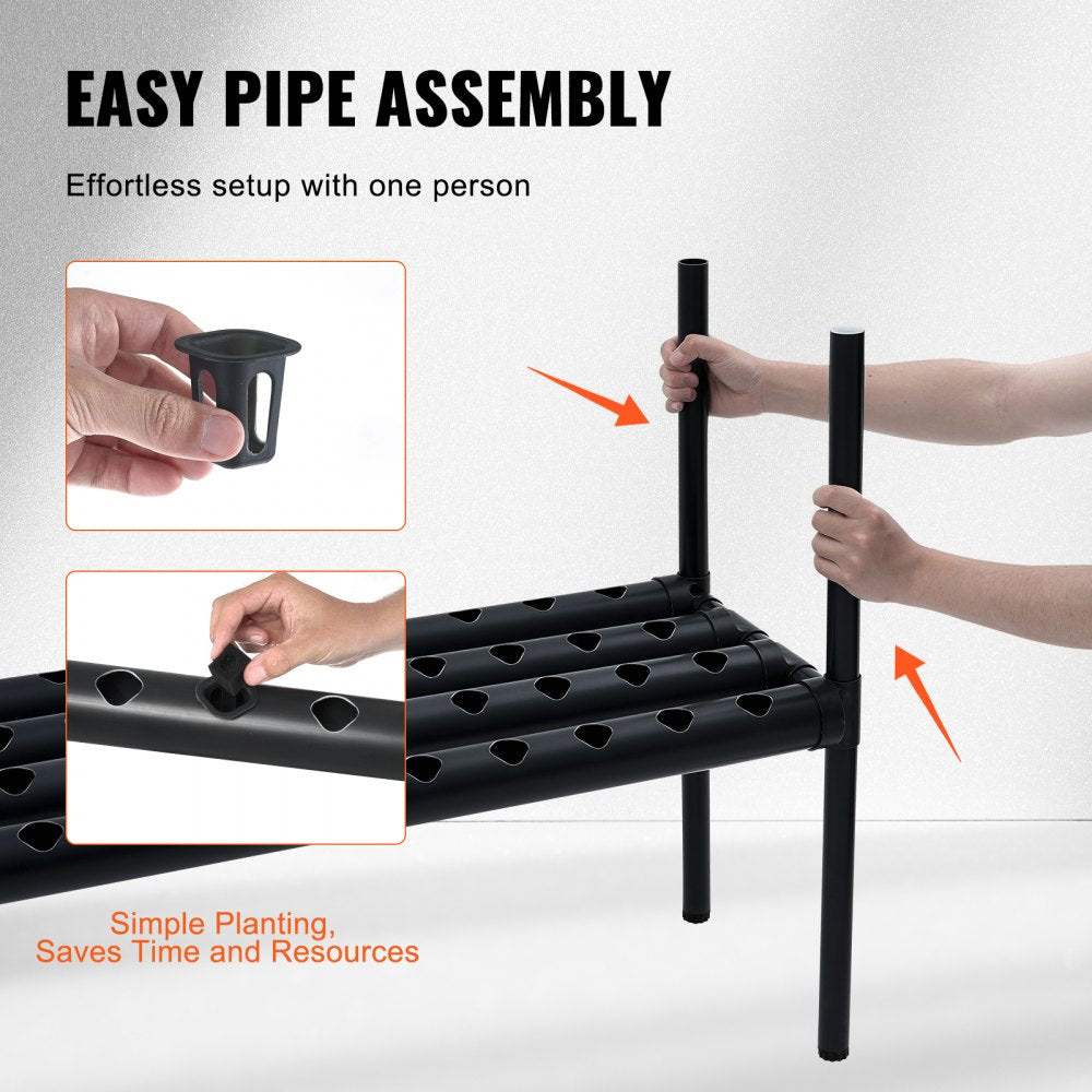 AMITOOLS Hydroponics Growing System 108 Sites 3-Layer Hydroponic Grow Kit PVC Pipes