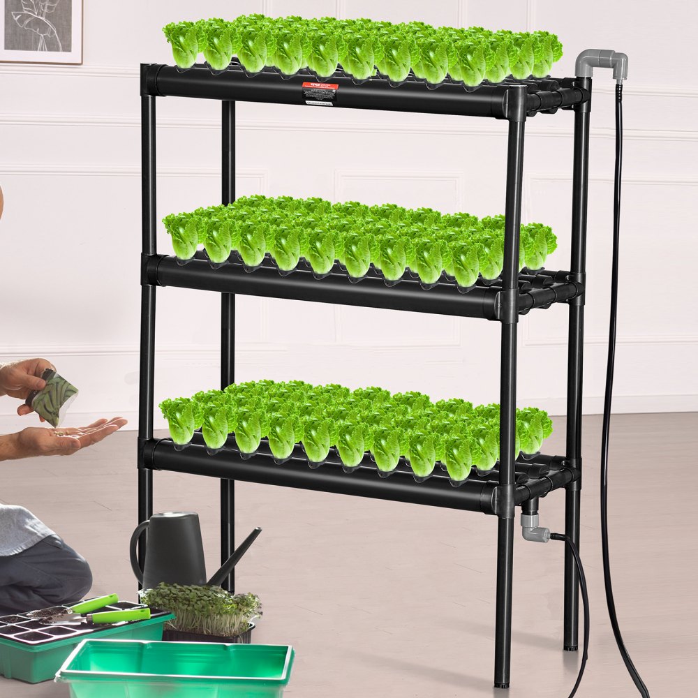 AMITOOLS Hydroponics Growing System 108 Sites 3-Layer Hydroponic Grow Kit PVC Pipes