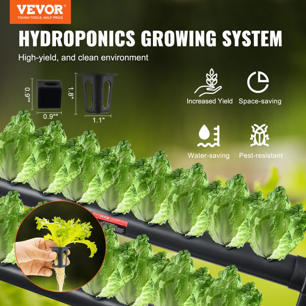 AMITOOLS Hydroponics Growing System 36 Sites 4-Layer Hydroponic Grow Kit PVC Pipes