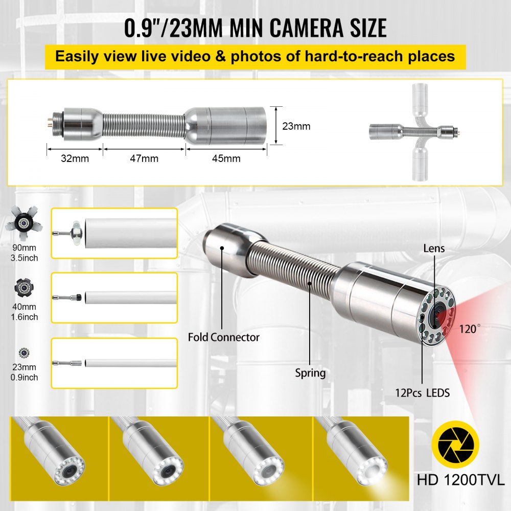 AMITOOLS Sewer Camera, 150FT, 9