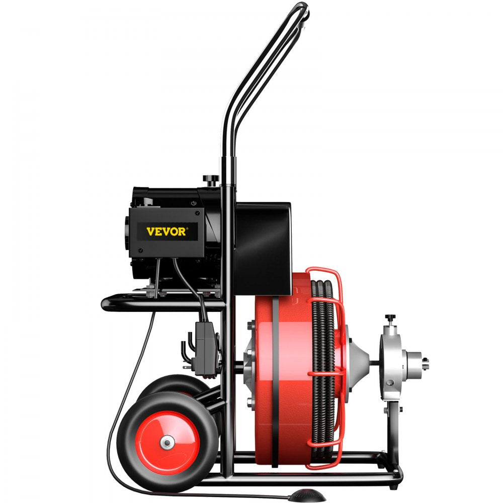 AMITOOLS 100 Ft x 1/2Inch Drain Cleaner Machine fit 2 Inch (50mm) to 4 Inch(100mm) Pipes 550W Open Drain Cleaning Machine 1700 r/min Electric Drain Auger with Cutters Glove Drain Auger Sewer Snake