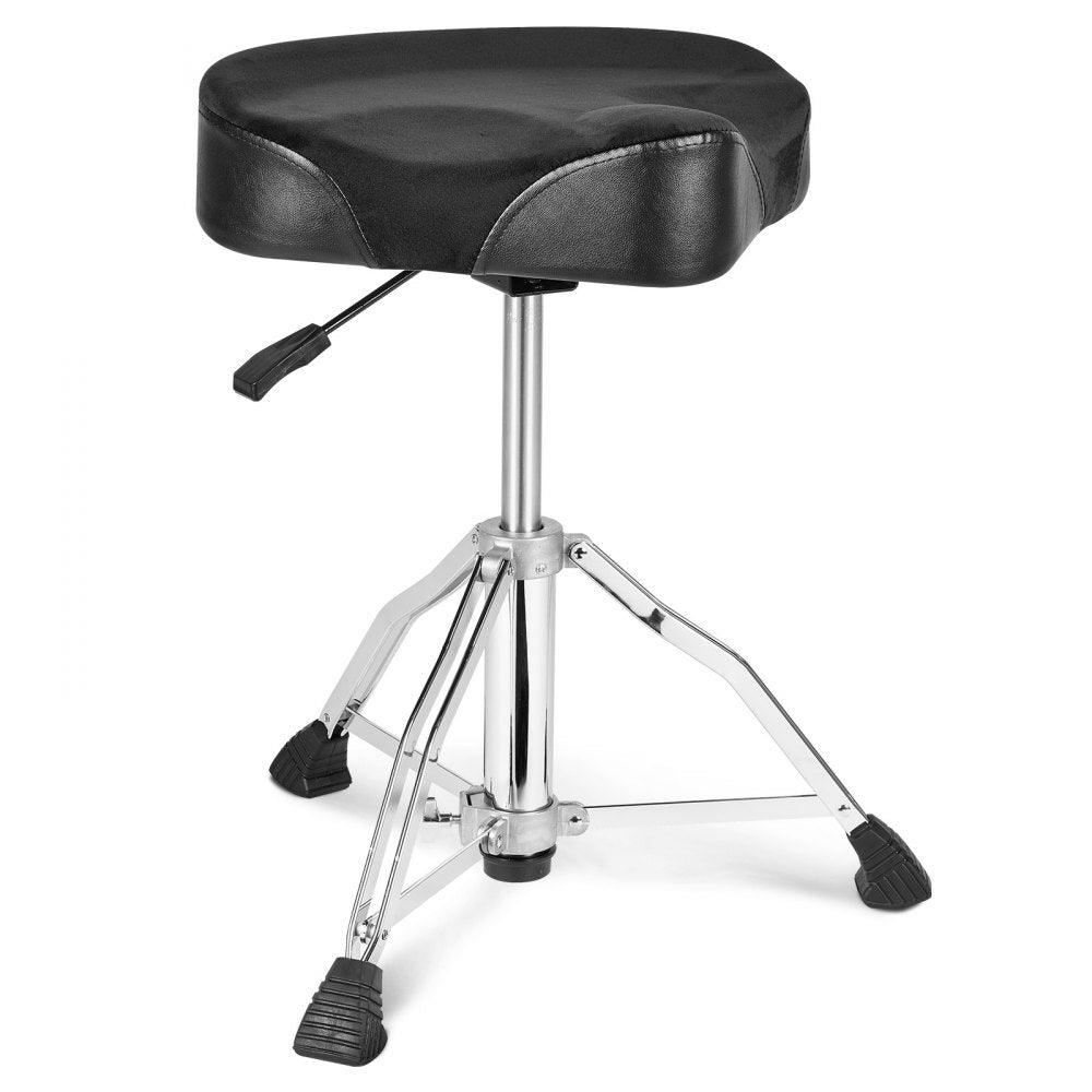 AMITOOLS Hydraulic Saddle Drum Throne, 19.3-25.2 in / 490-640 mm Height Adjustable, Padded Drum Stool Seat with Anti-Slip Feet Drumsticks 500 lbs / 227 kg Max Weight Capacity, 360° Swivel for Drummers