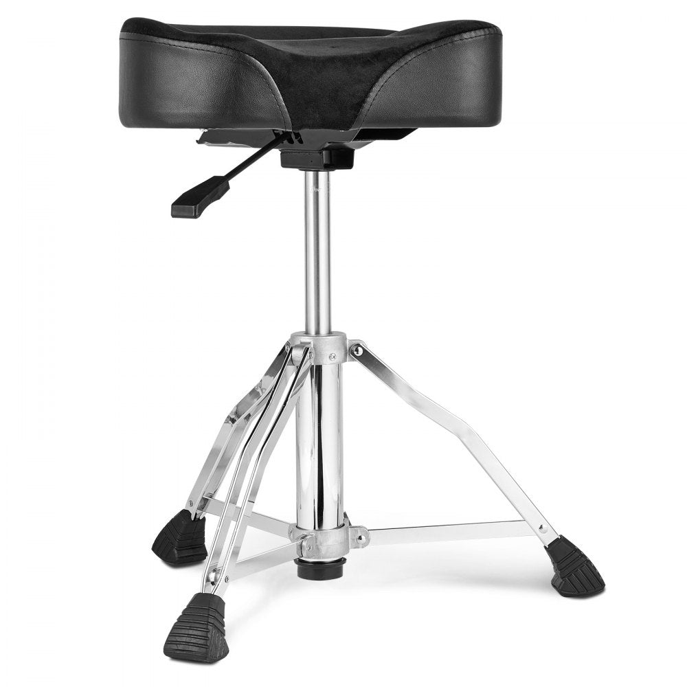 AMITOOLS Hydraulic Saddle Drum Throne, 19.3-25.2 in / 490-640 mm Height Adjustable, Padded Drum Stool Seat with Anti-Slip Feet Drumsticks 500 lbs / 227 kg Max Weight Capacity, 360° Swivel for Drummers