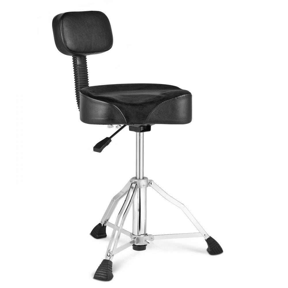 AMITOOLS Drum Throne with Backrest, 19.3-25.2 in/490-640 mm Height Adjustable, Hydraulic Saddle Padded Drum Stool Seat with Anti-Slip Feet Drumsticks 500 lbs/227 kg Max Capacity, 360°Swivel for Drummers